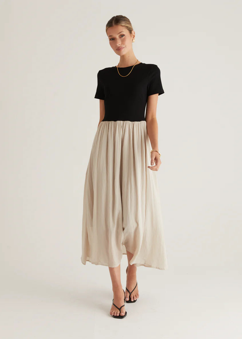 Riptide Maxi Dress - Beige Splice