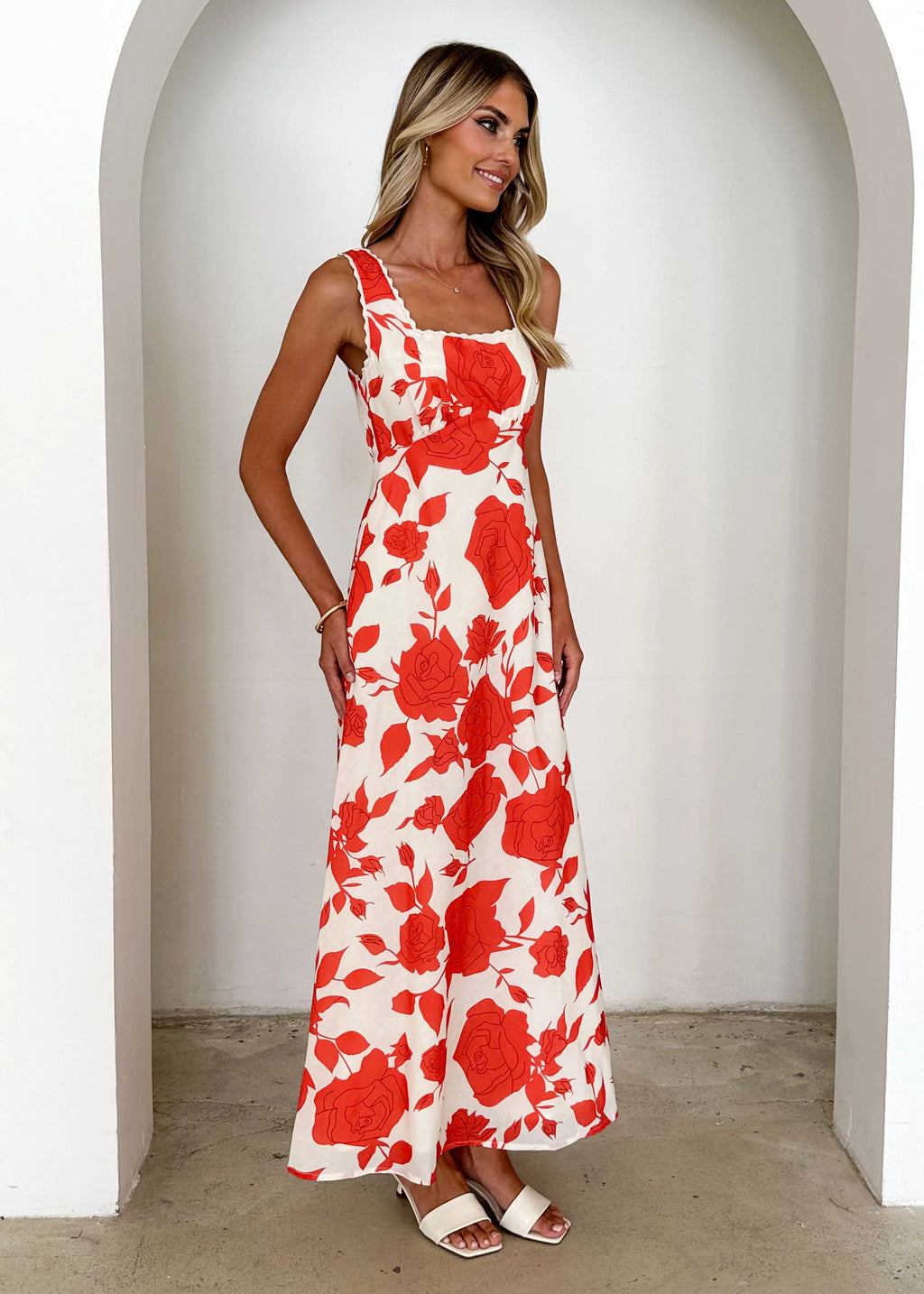 Dominique Maxi Dress - Red Floral