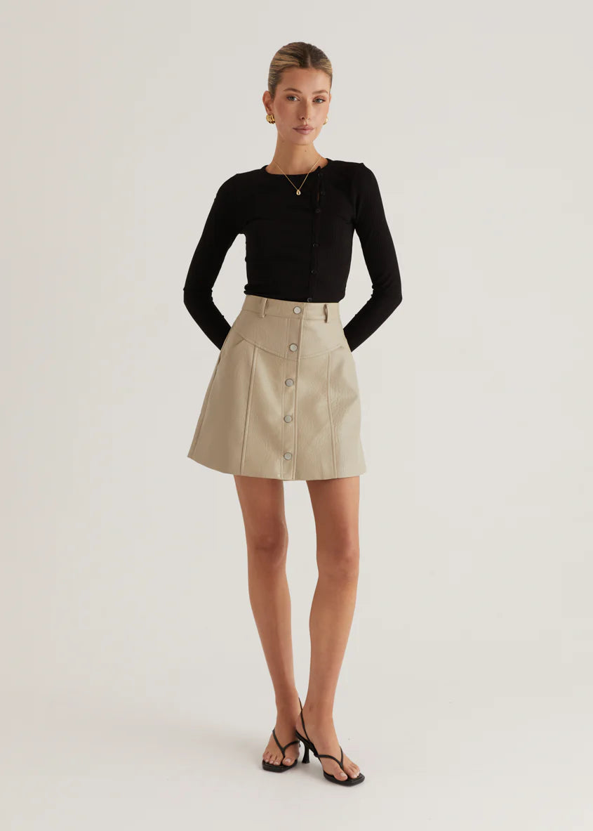 Bittersweet PU Skirt - Bone
