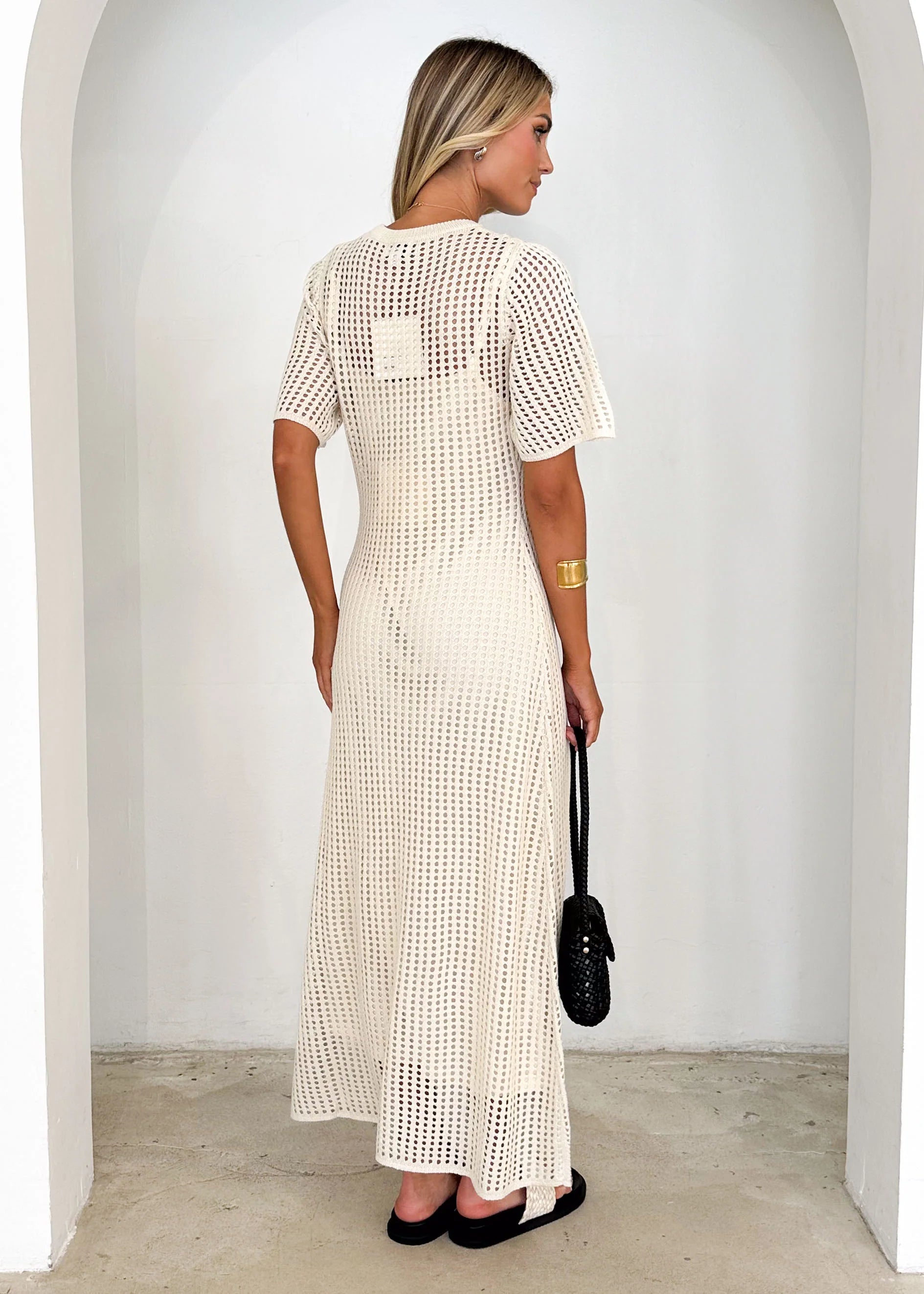 Vivvy Crochet Maxi Dress - Cream