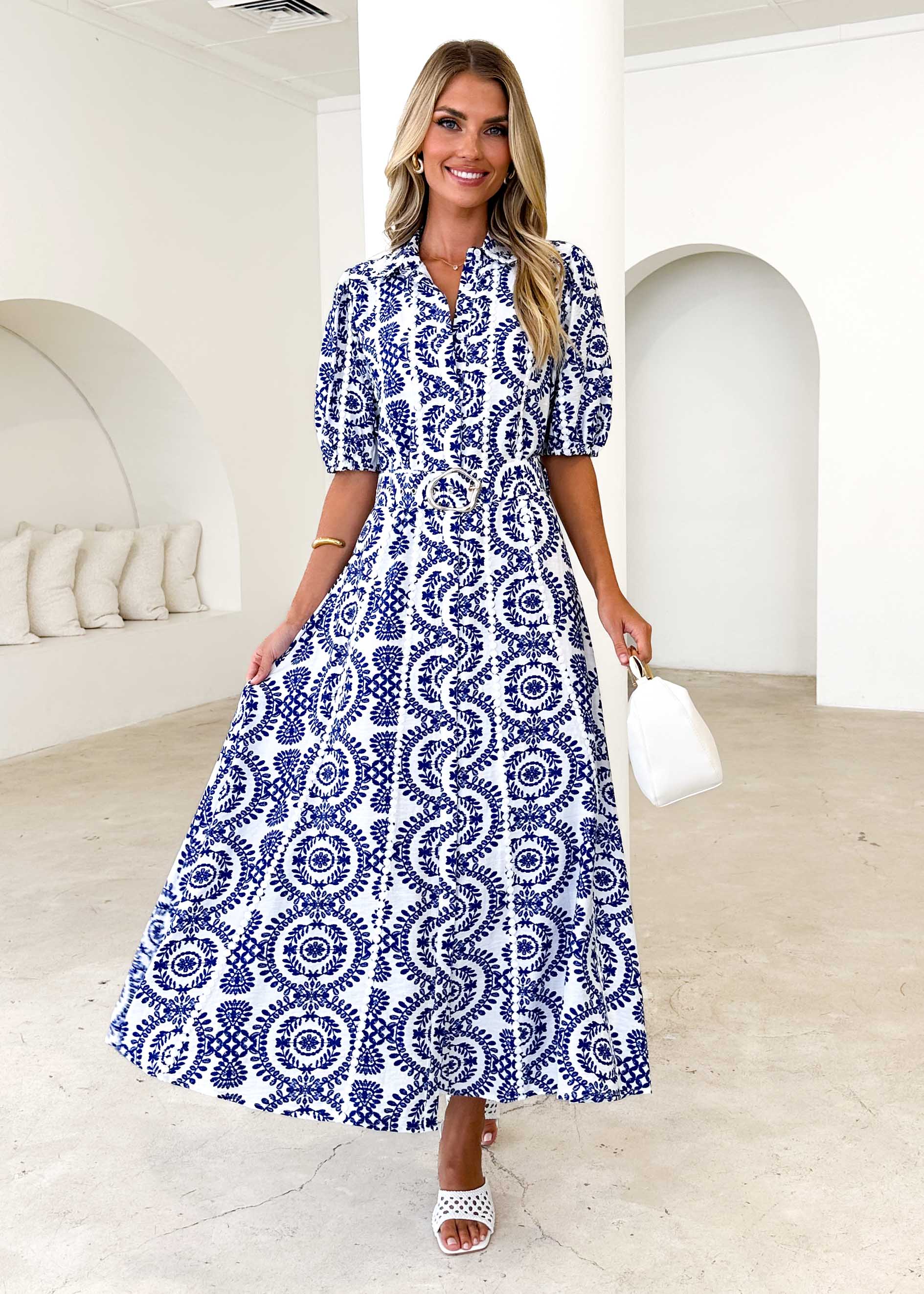 Kacy Maxi Dress - Navy Anglaise