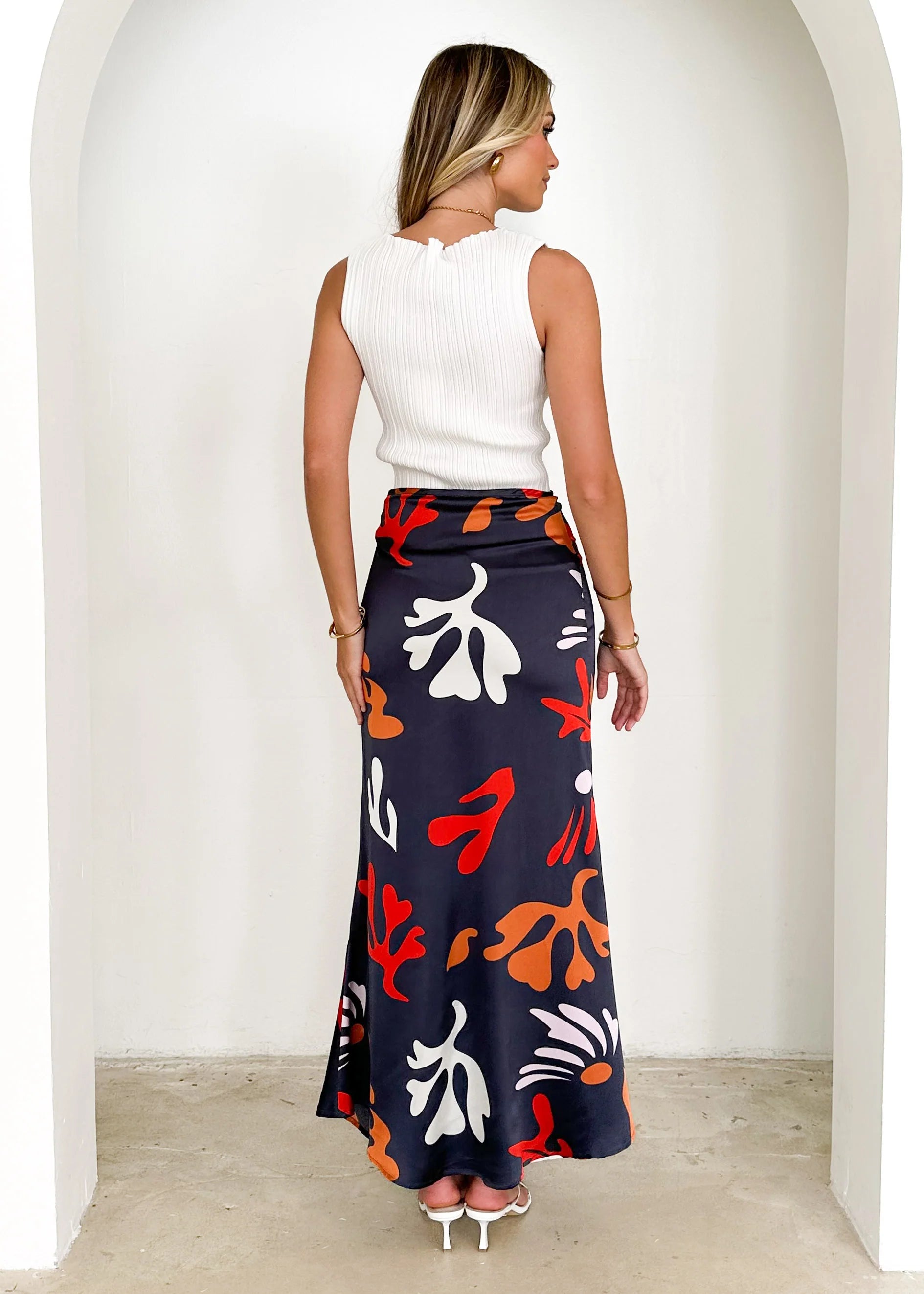 Cleos Maxi Skirt - Slate Abstract