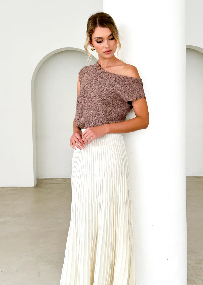 Skylee Knit Maxi Skirt - Cream