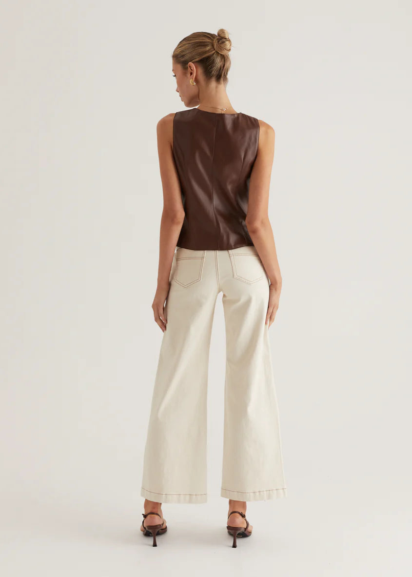 Kensington PU Vest - Brown