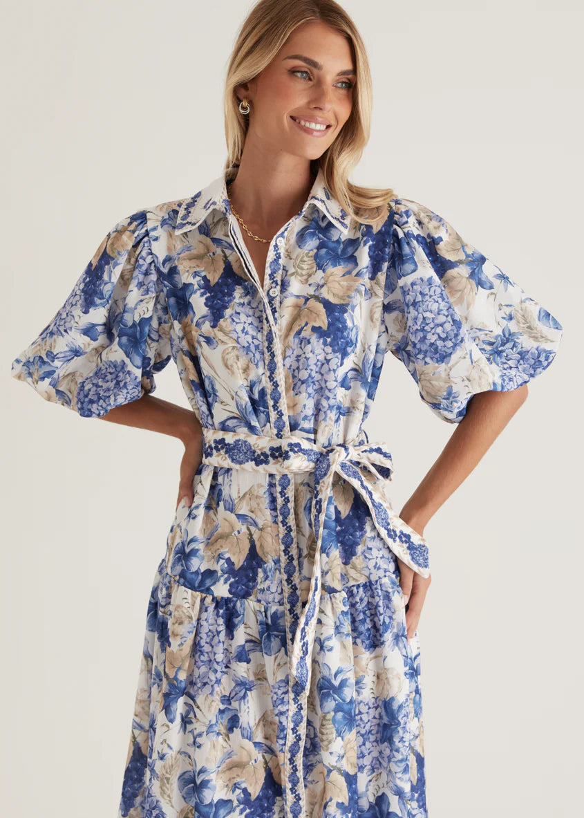 Ceres Midi Dress - White Hydrangea