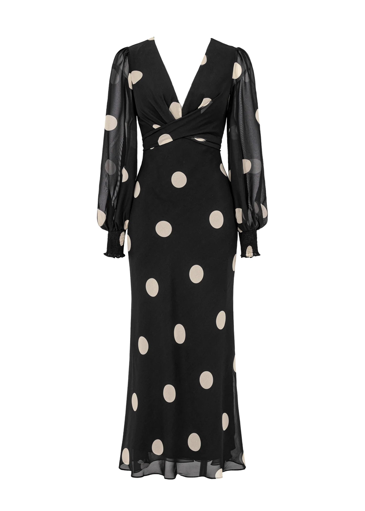 Camellia Midi Dress - Black Polka