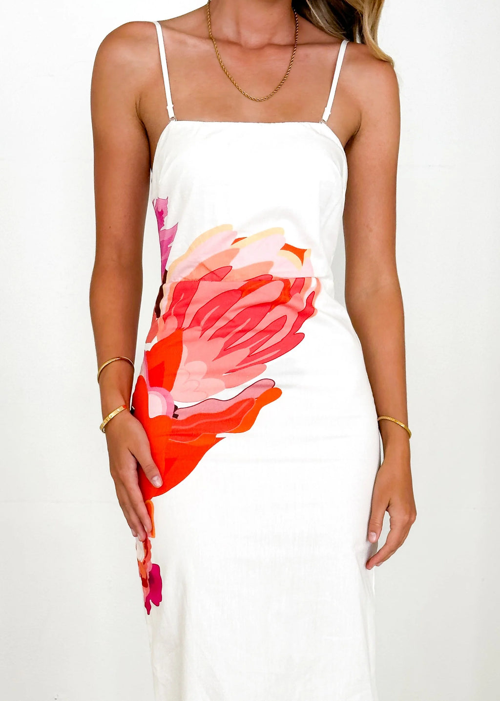 Maria Midi Dress - Sunset Botanical