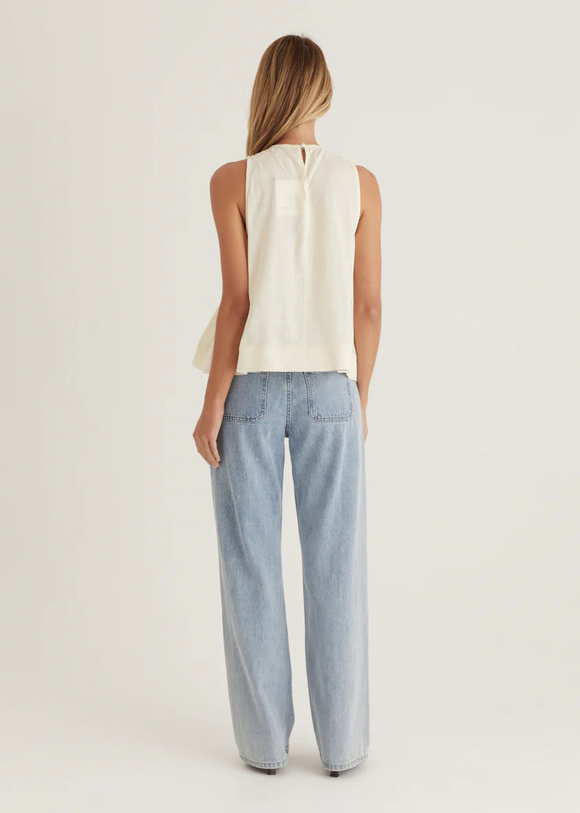 Norvina Pleated Top - Cream