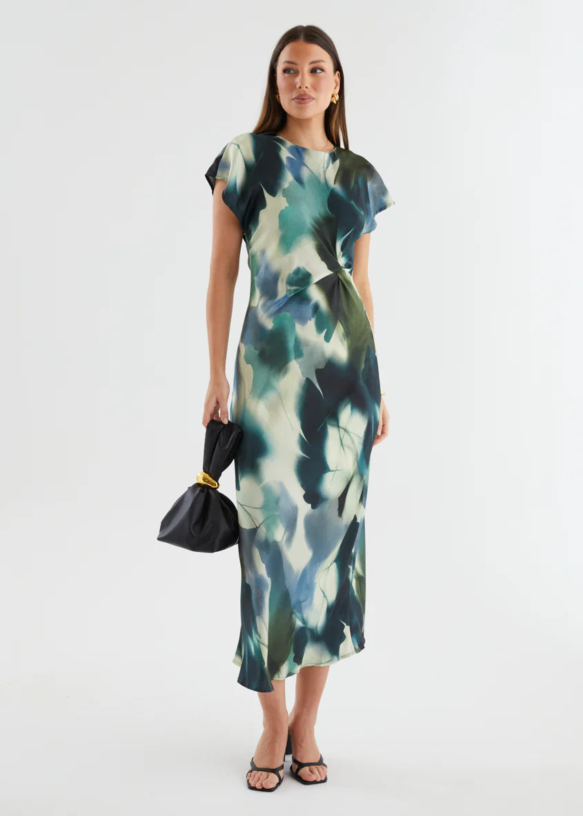 Odesza Maxi Dress - Olive Abstract