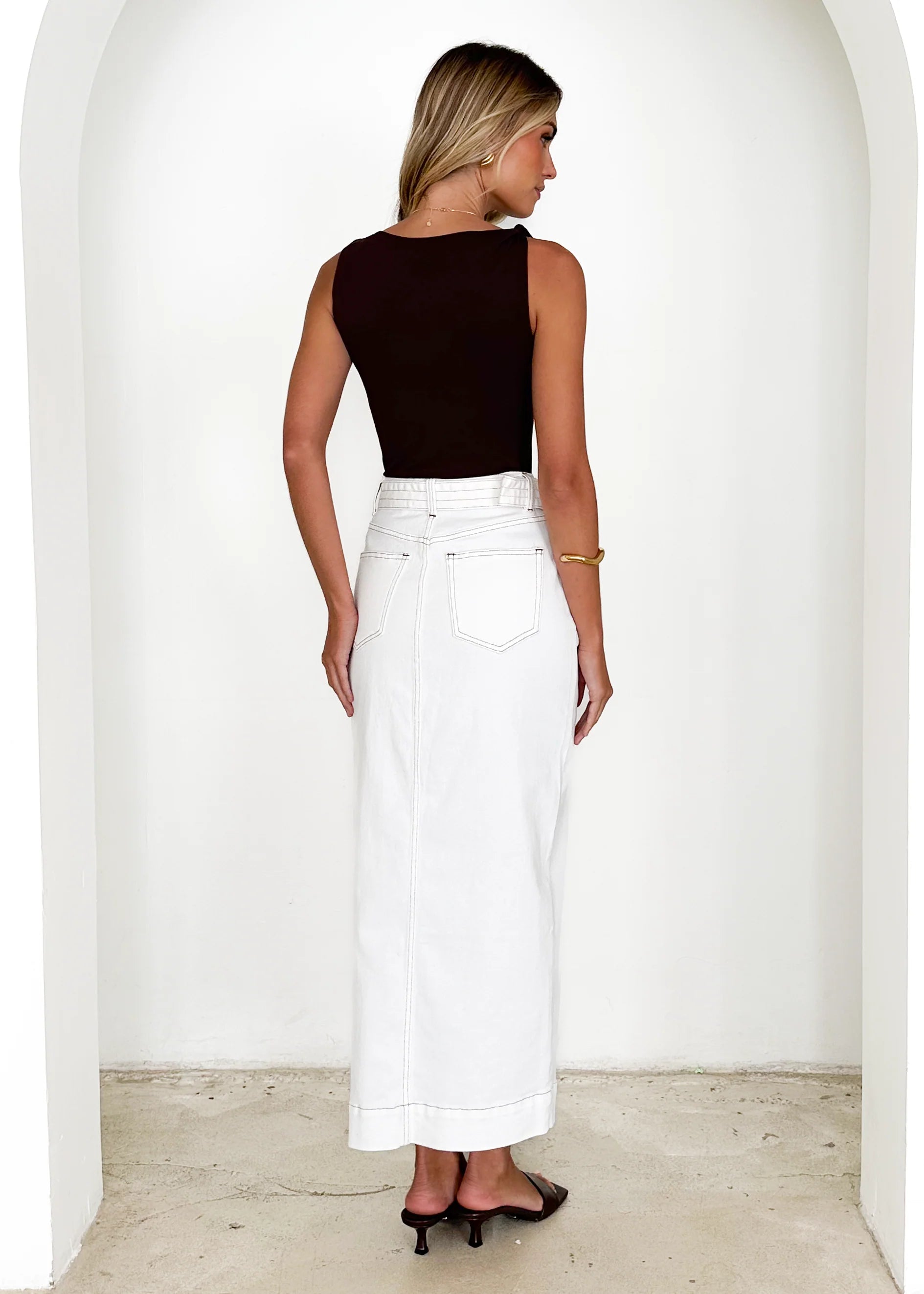 Hampton Stretch Maxi Skirt - Off White