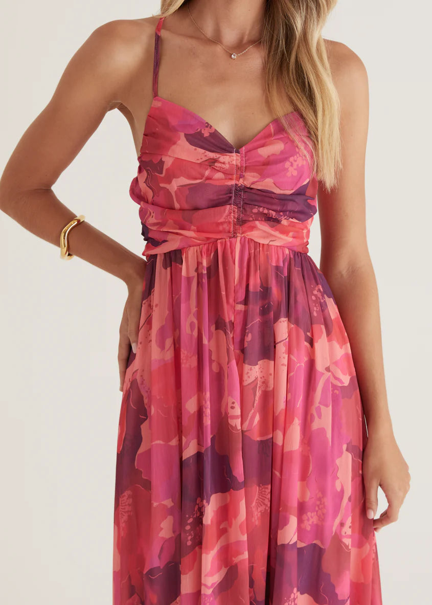 Tahitian Midi Dress - Magenta Rush