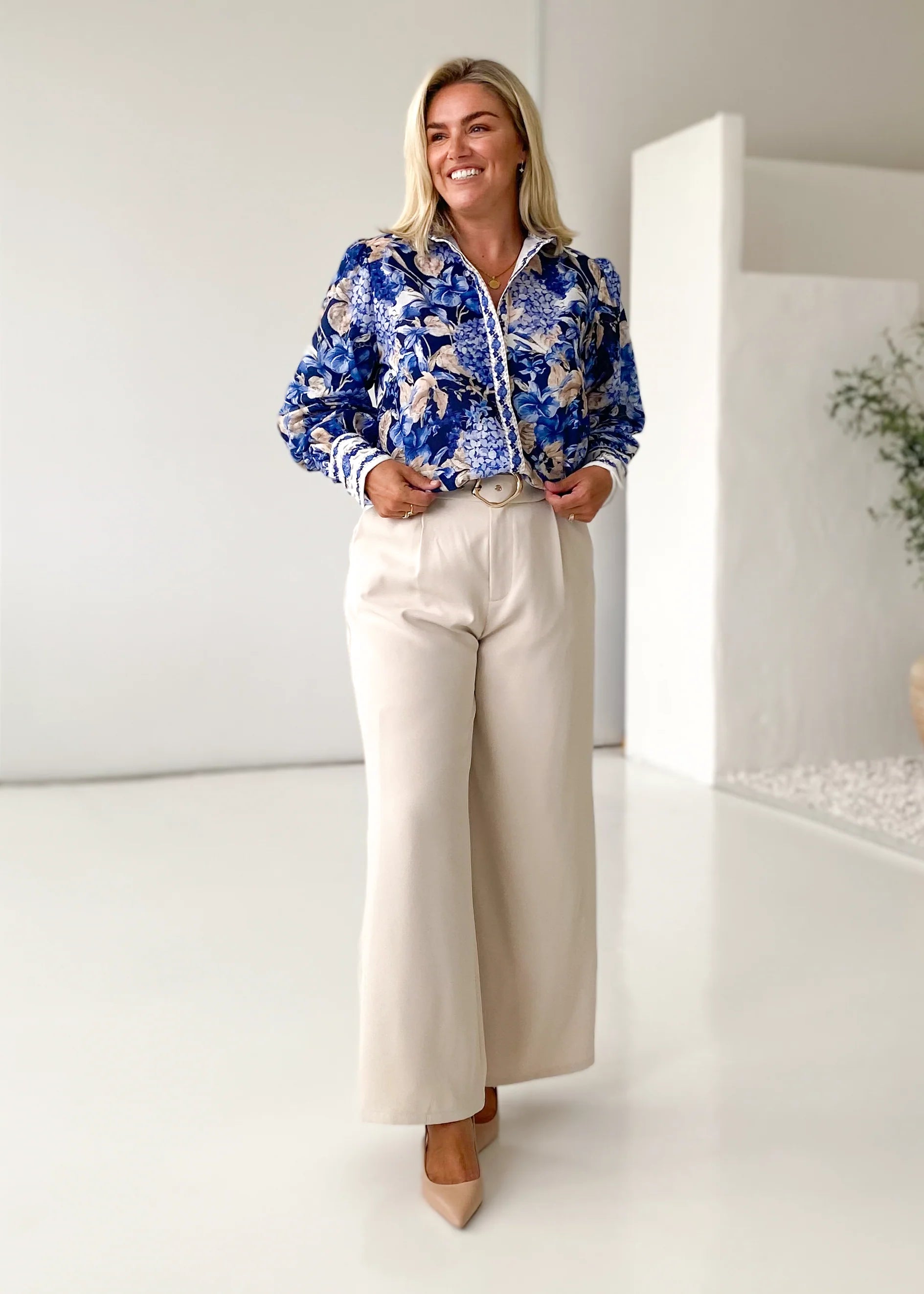 Khiani Shirt - Navy Hydrangea