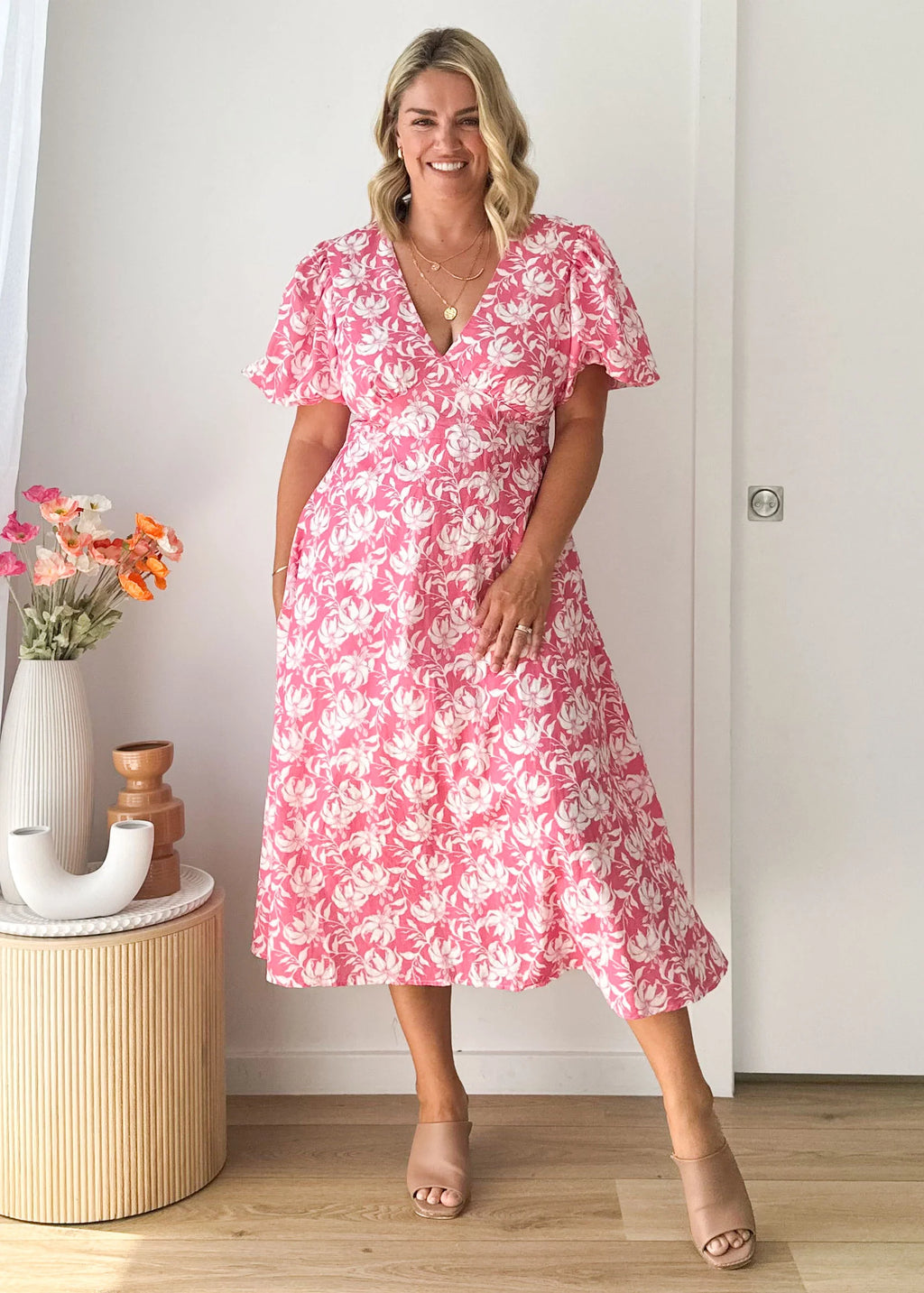 Paver Midi Dress - Pink Floral