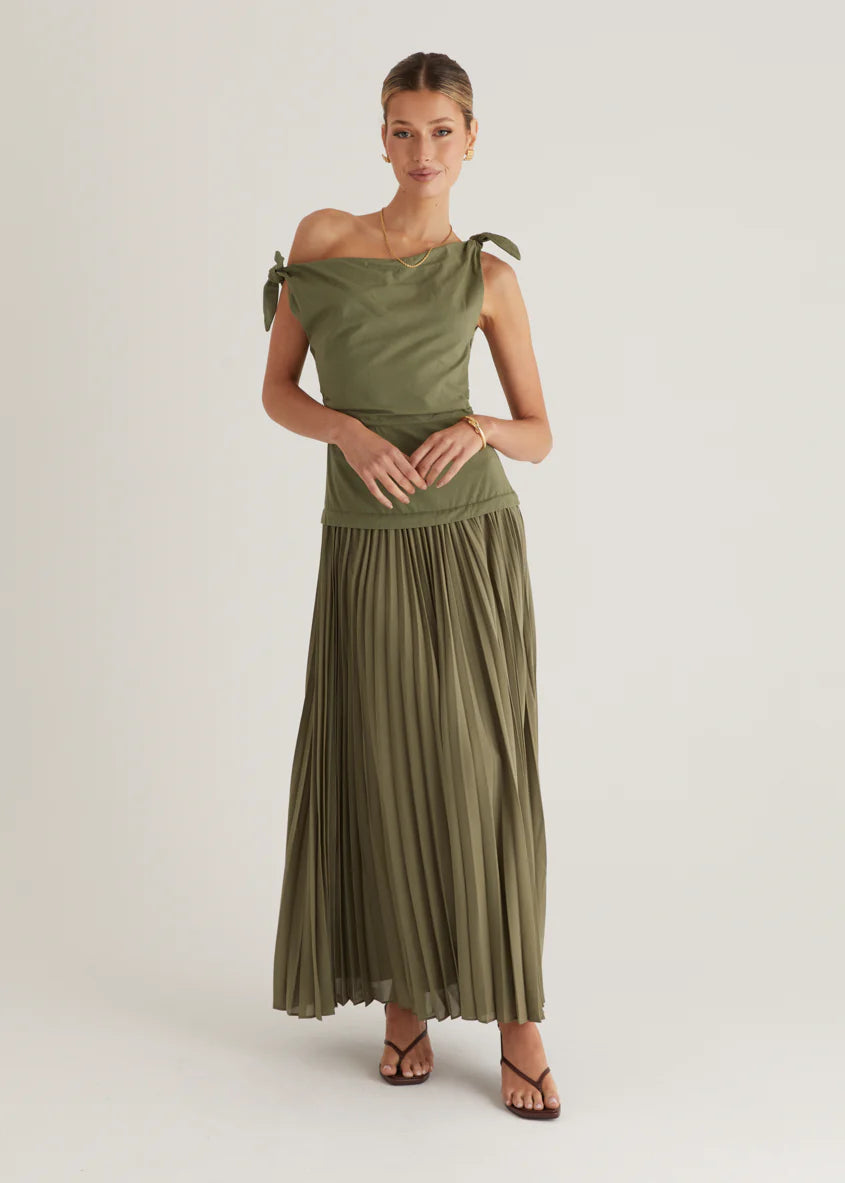 Keyla One Shoulder Maxi Dress - Khaki