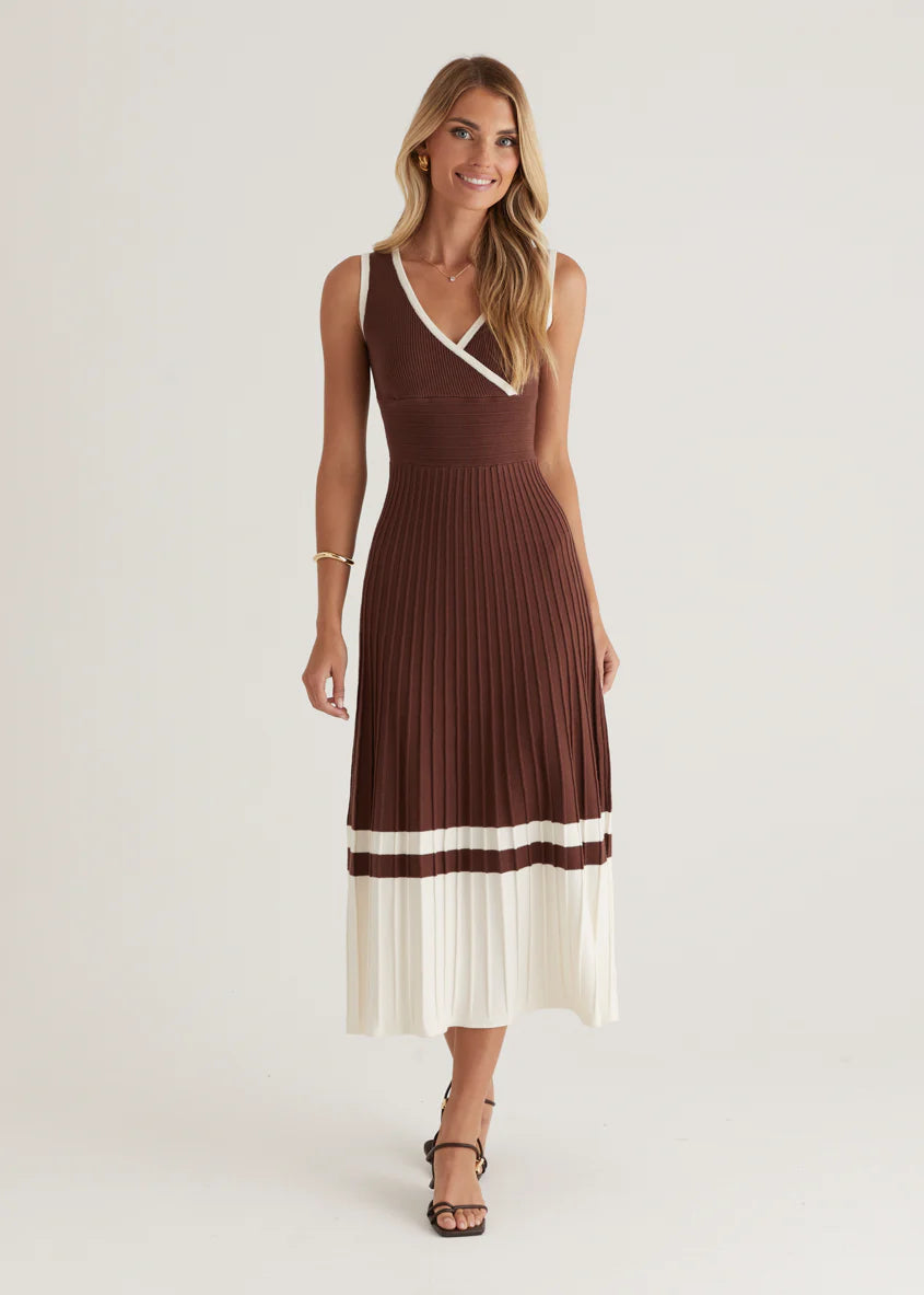Radiate Knit Midi Dress - Chocolate