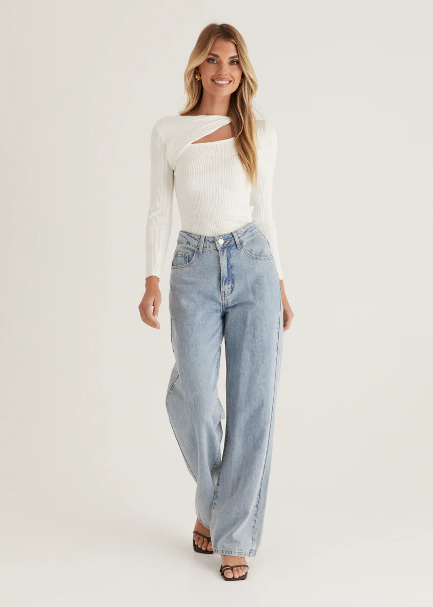 Fenla Twist Knit Top - Off White