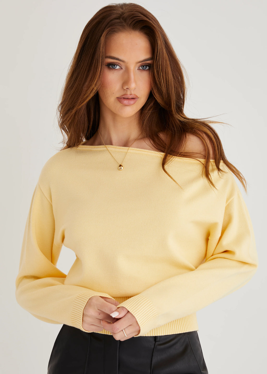 Ally Drop Shoulder Knit Top - Lemon