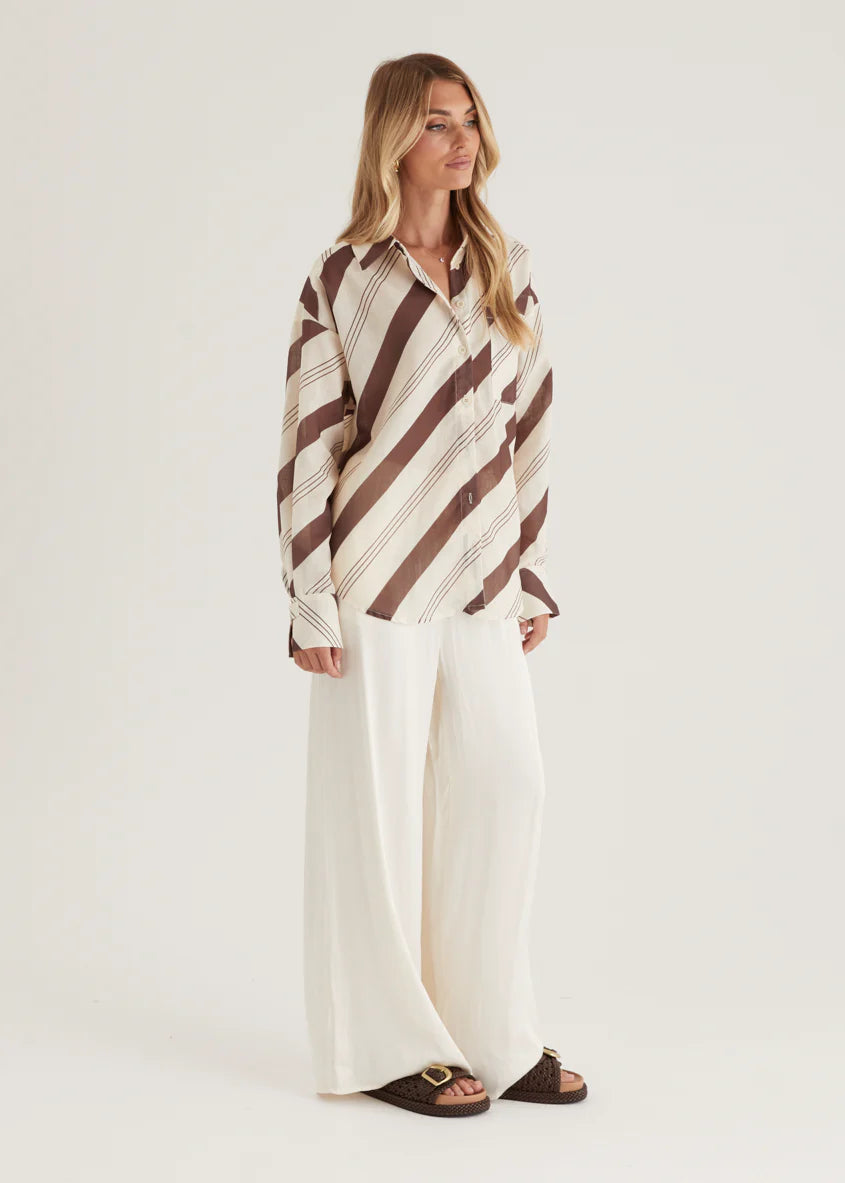 Jessa Shirt - Choc Stripe