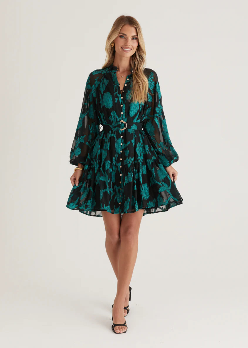 Azalea Dress - Emerald Floral