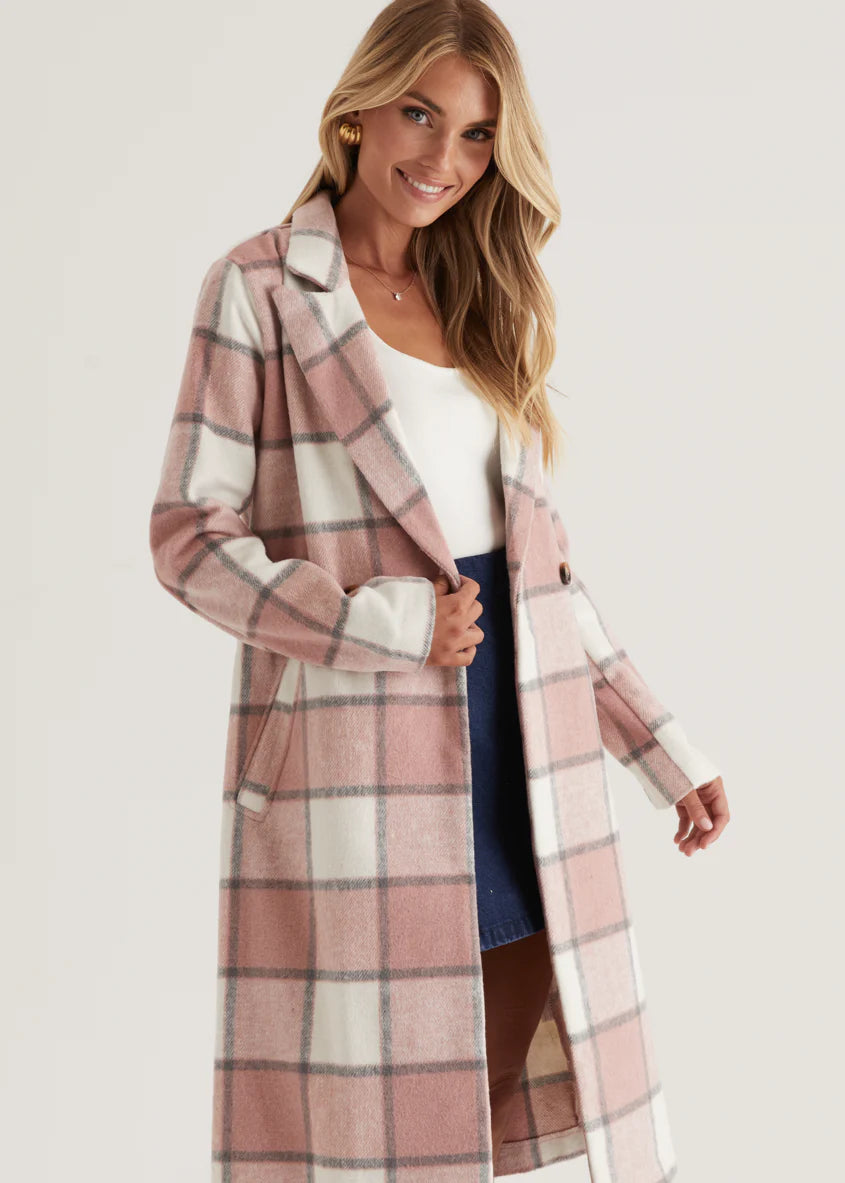 Krizzie Coat - Pink Check