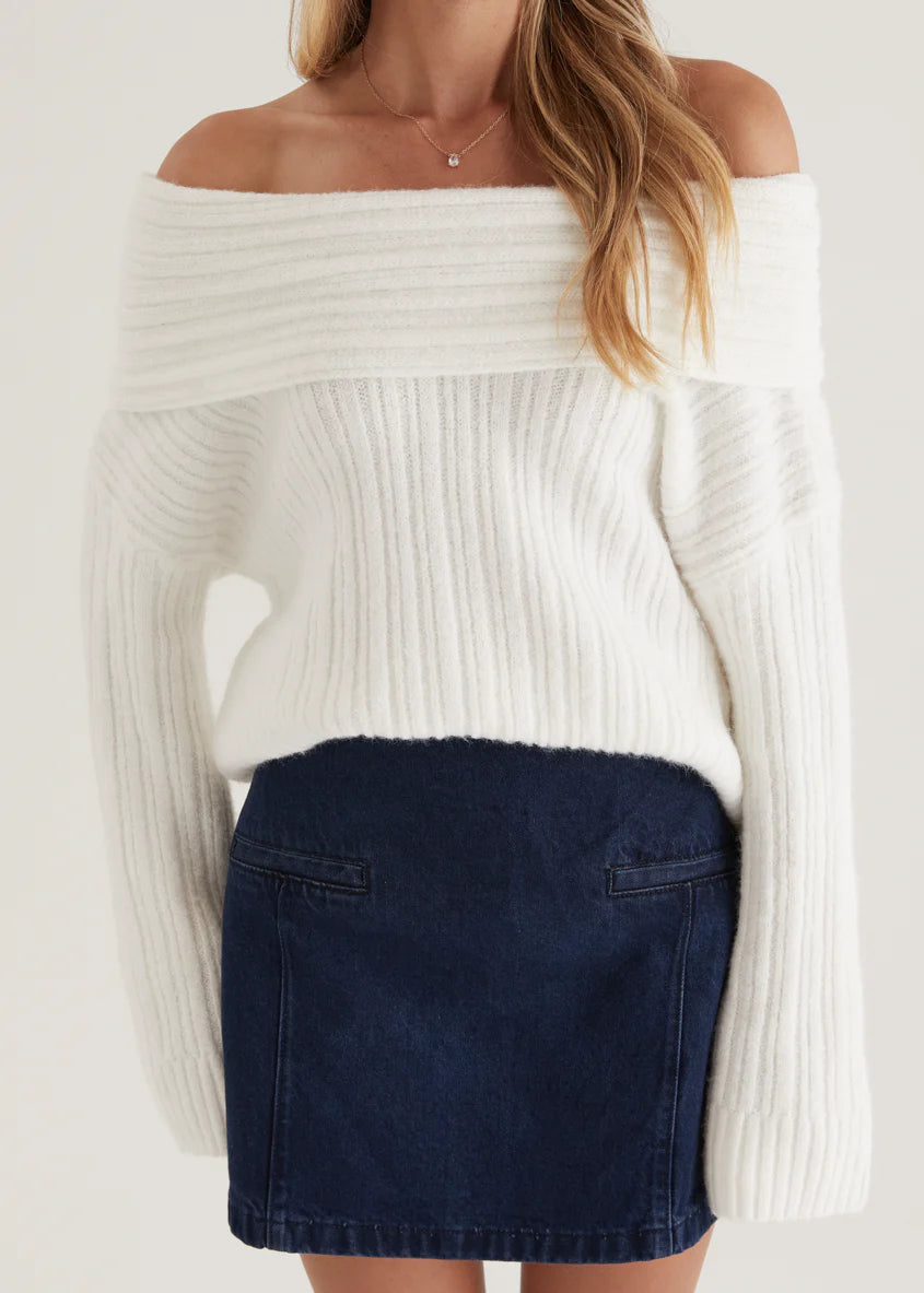 Natlie Off Shoulder Sweater - Off White