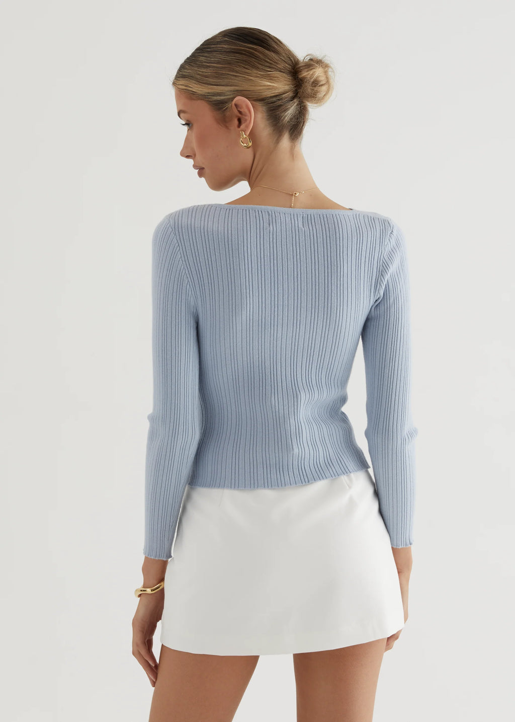 Fenla Twist Knit Top - Powder Blue