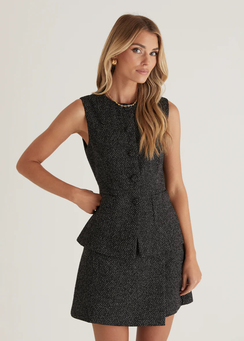 Minnie Vest Top - Black Marl