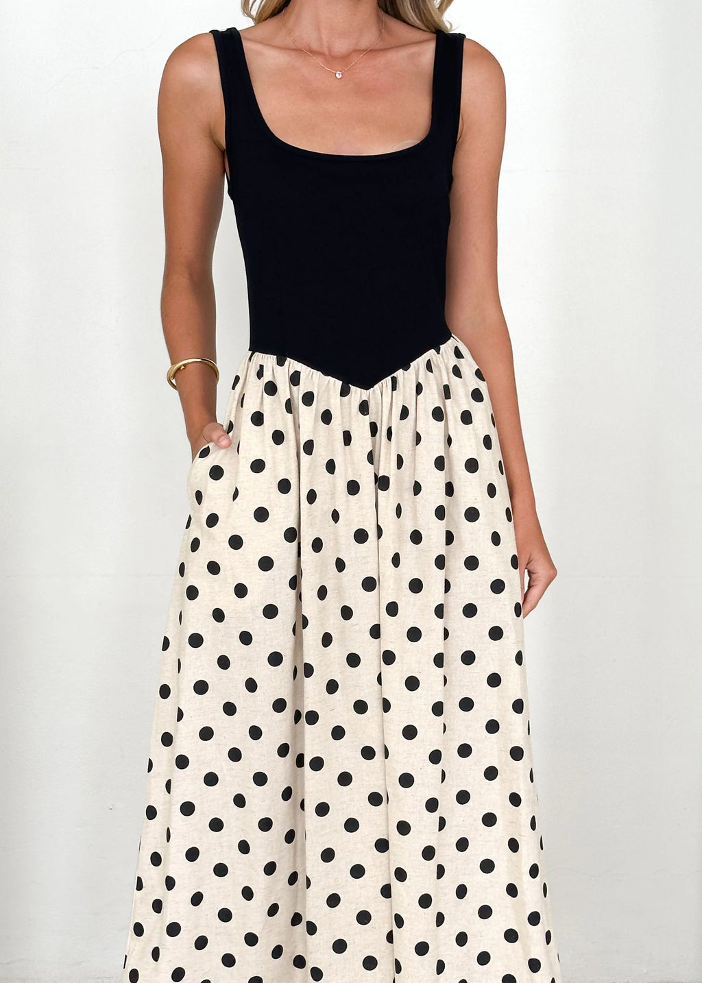 Natalie Maxi Dress - Black Polka