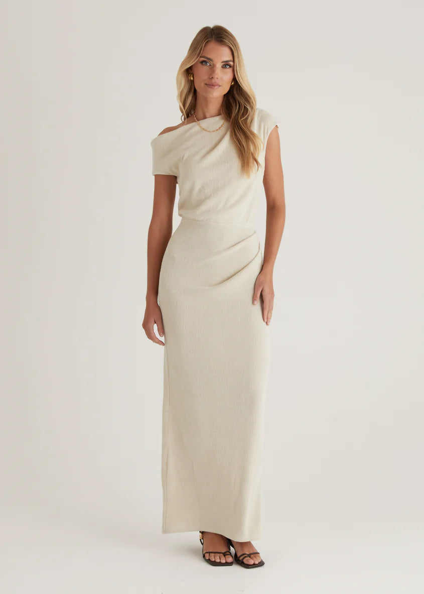 Tarni One Shoulder Maxi Dress - Oat