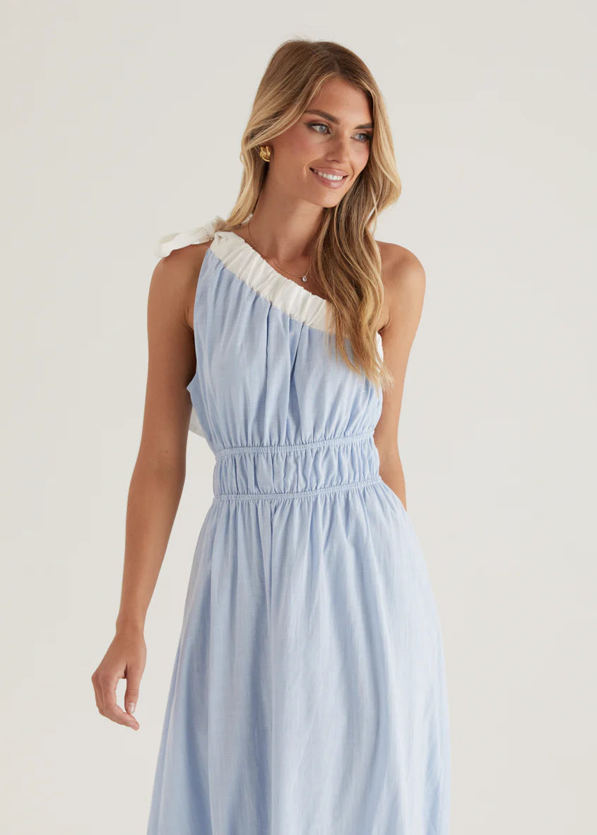 Peeta One Shoulder Maxi Dress - Powder Blue