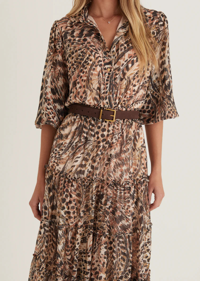 Brigette Maxi Dress - Peach Feather