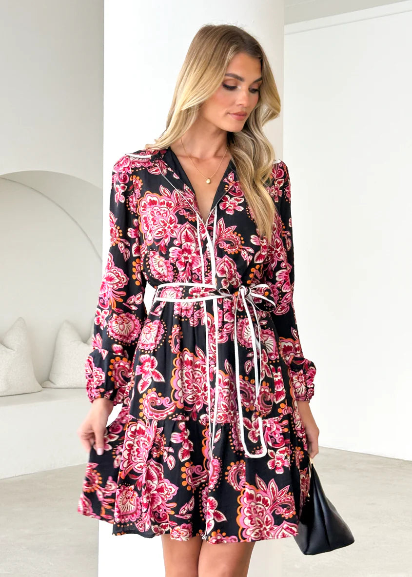 Skyler Dress - Black Paisley