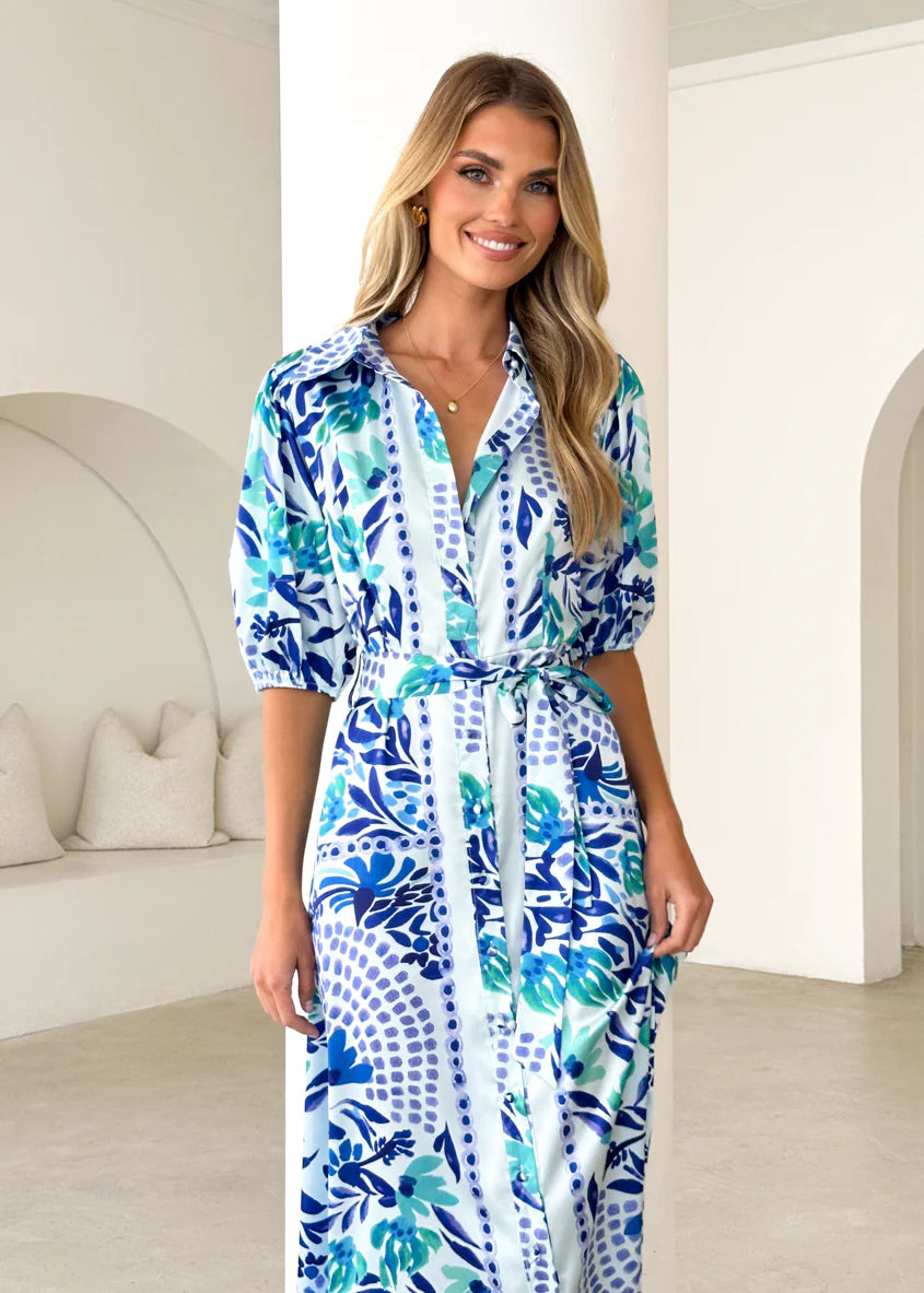 Salsa Maxi Dress - Blue Abstract