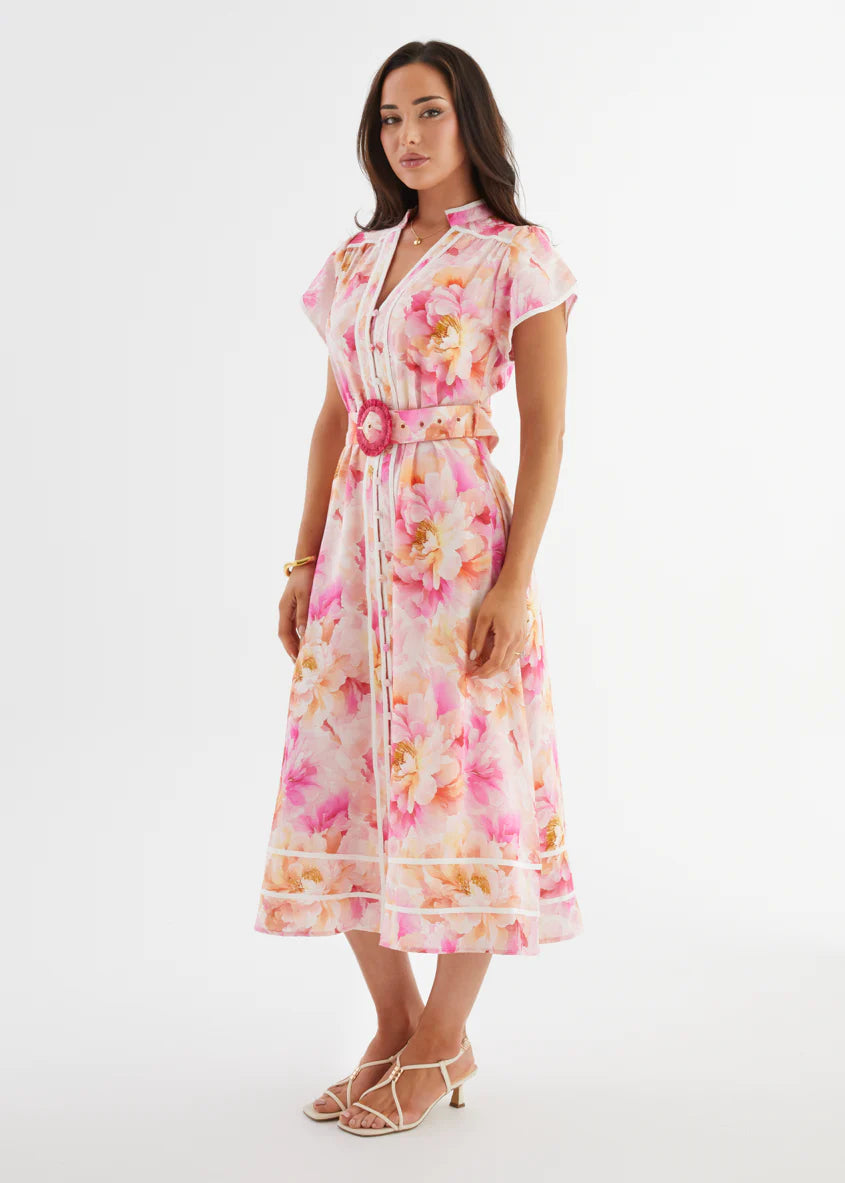 Dafina Maxi Dress - Magenta Floral