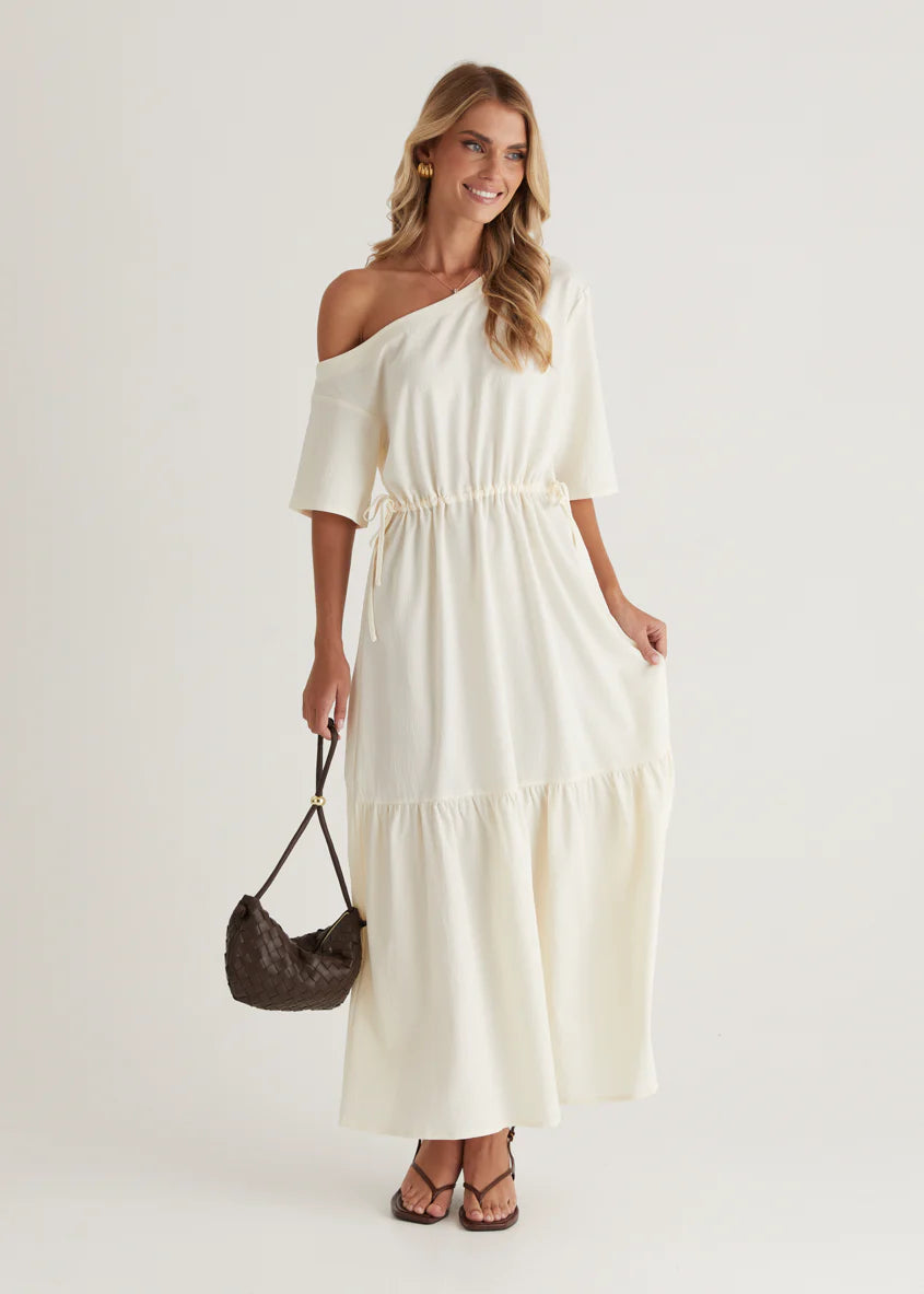 Loren Drop Shoulder Maxi Dress - Cream