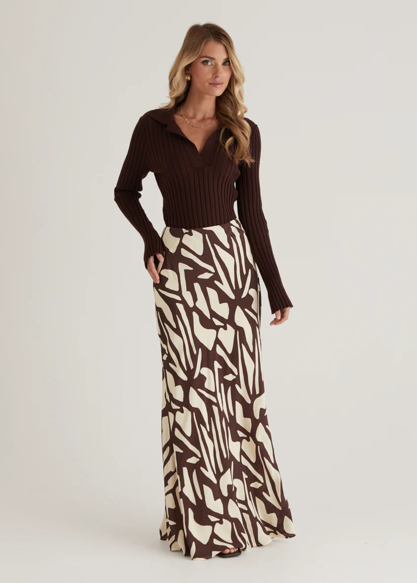 Vance Maxi Skirt - Choc Vanilla