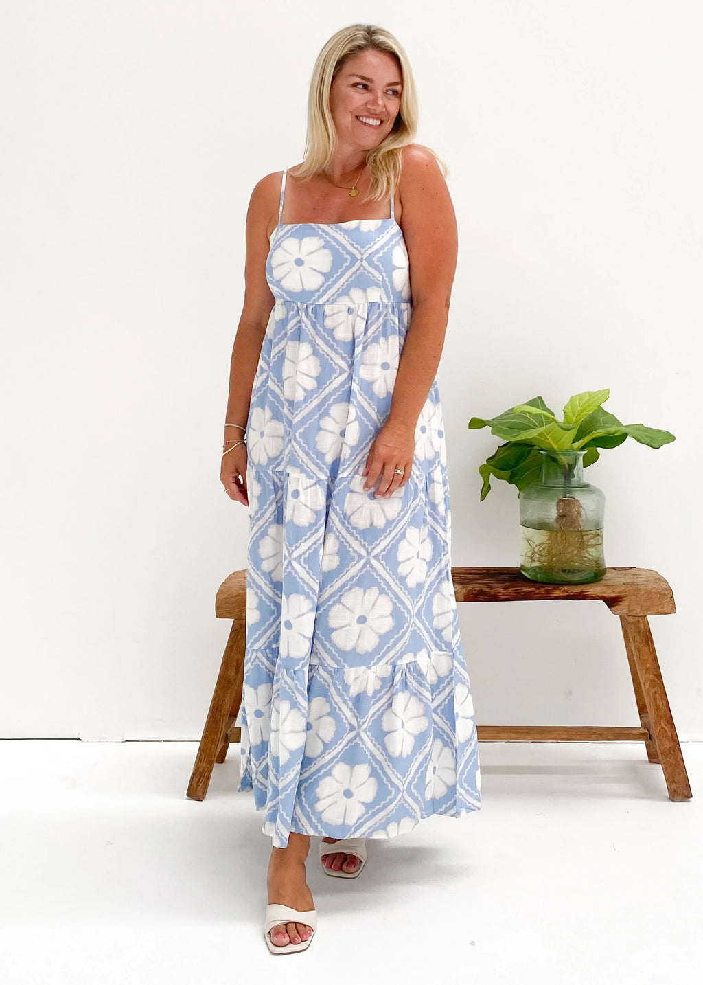 Noreen Maxi Dress - Blue Shibori