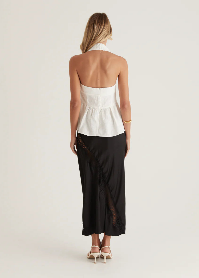 Lilou Halter Linen Top - Off White