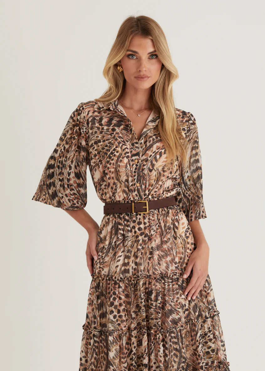 Brigette Maxi Dress - Peach Feather