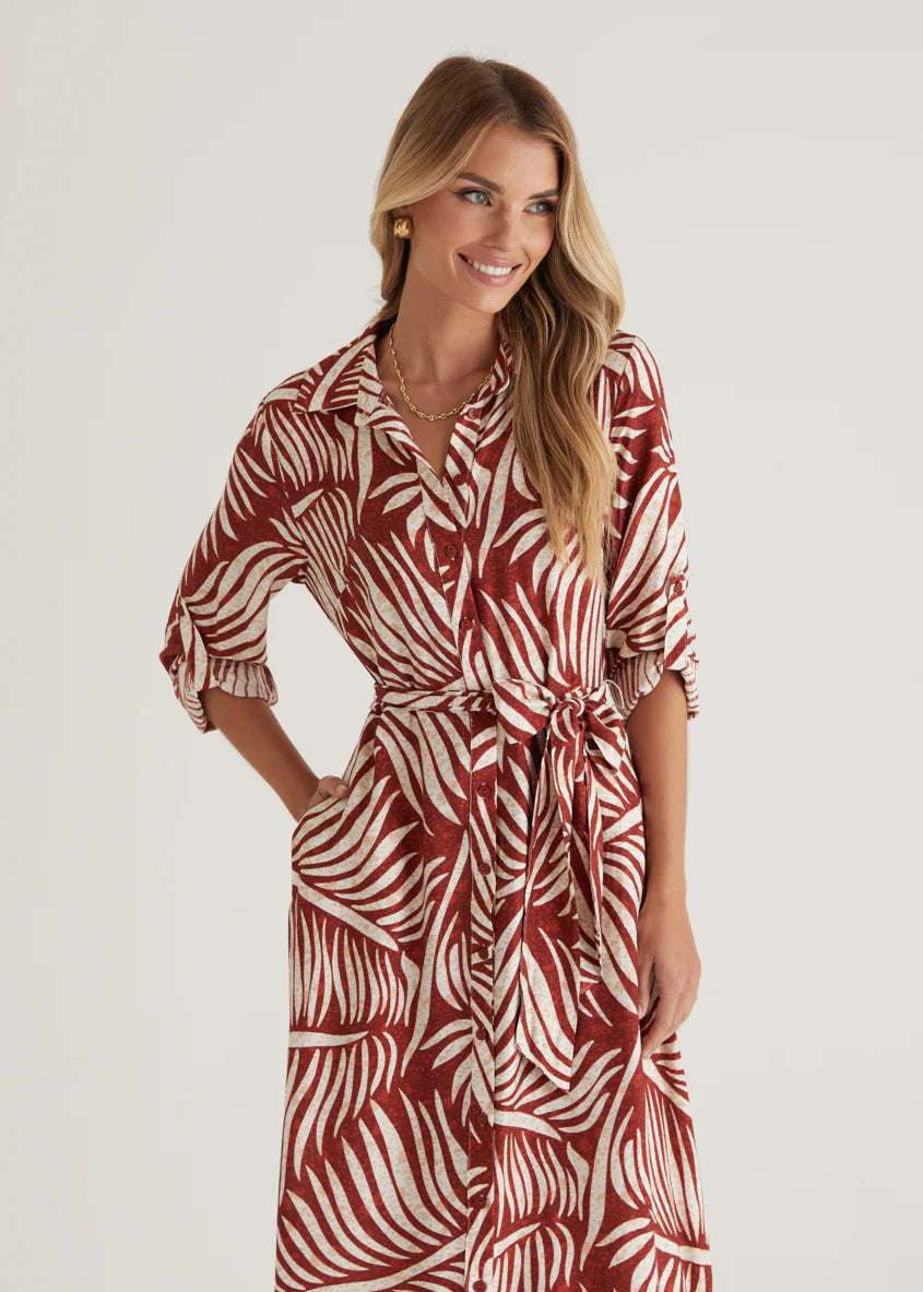 Luxe Midi Dress - Wine Fern