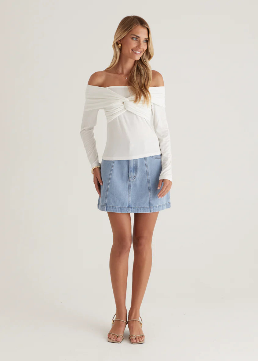Saira Jersey Top - Off White