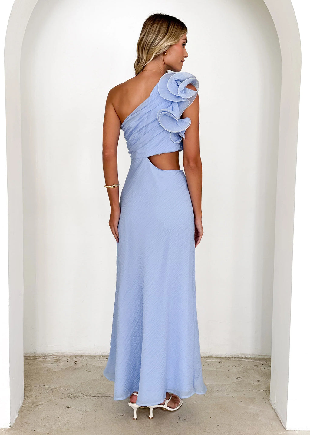Britt One Shoulder Maxi Dress - Sky Blue