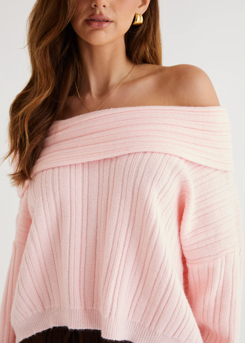 Shiloh Off Shoulder Sweater - Pink