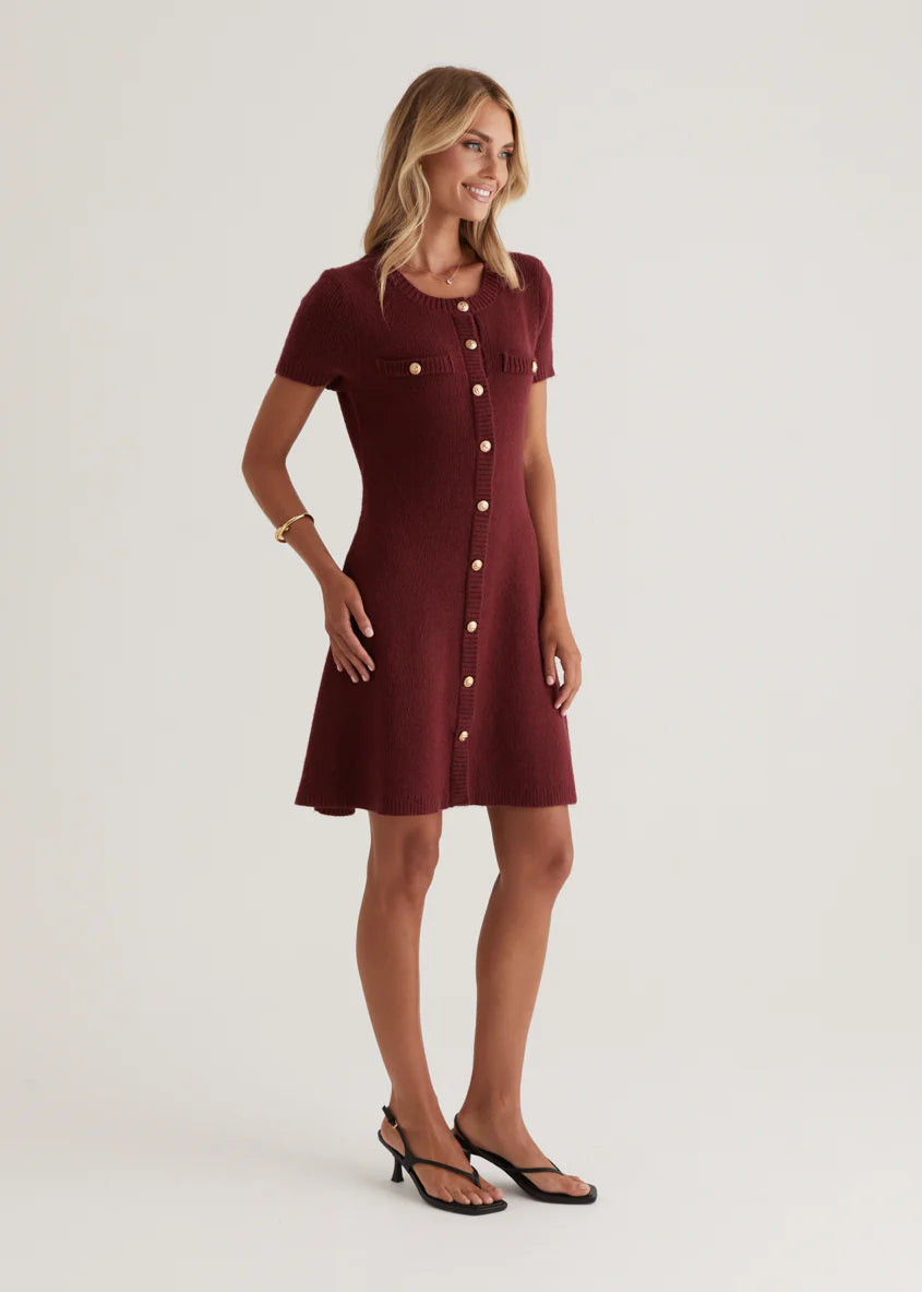 Savannah Knit Dress - Wine