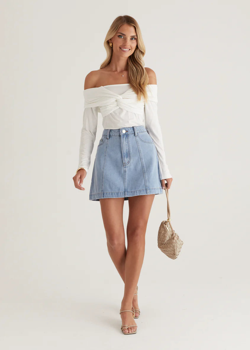 Saira Jersey Top - Off White