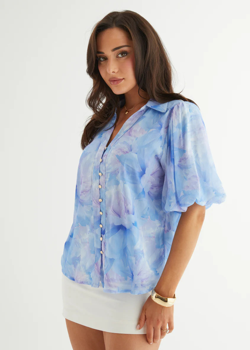 Adalyn Blouse - Blue Floral