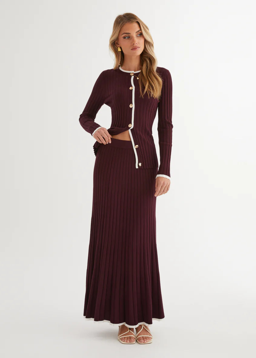 Coogee Knit Midi Skirt - Plum