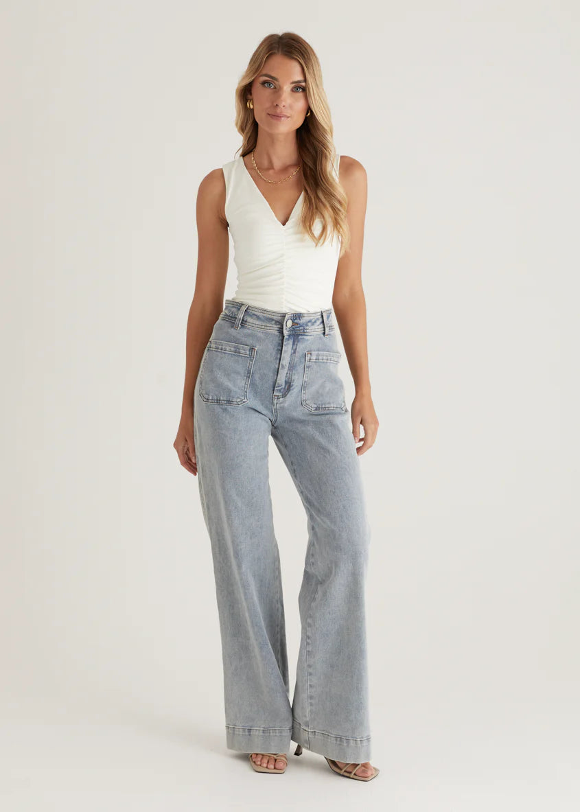 Zekroe Wide Leg Jeans - Light Blue