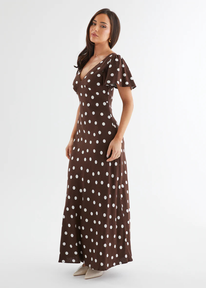 Nadia Maxi Dress - Choc Polka