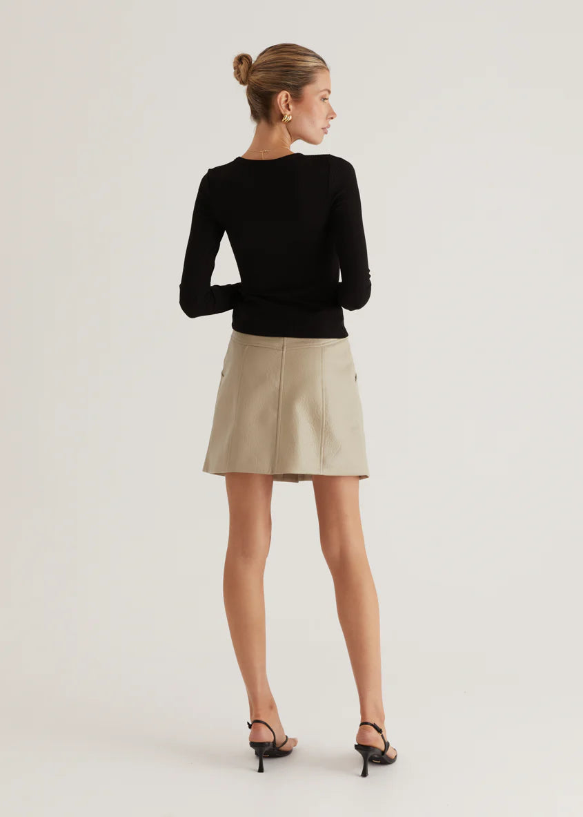 Bittersweet PU Skirt - Bone